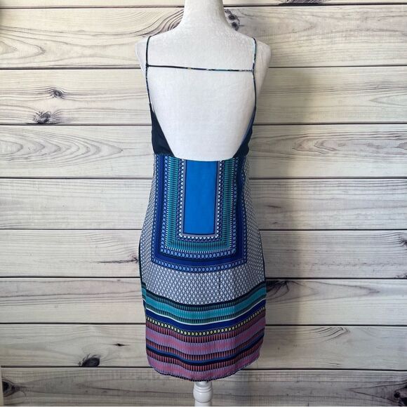 Missguided Silky Multicolor Scarf Patterned Backless Cami Dress - Picture 4 of 9